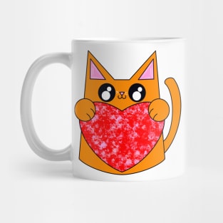 Pumpkin The Orange Cat With Valentines Heart Mug